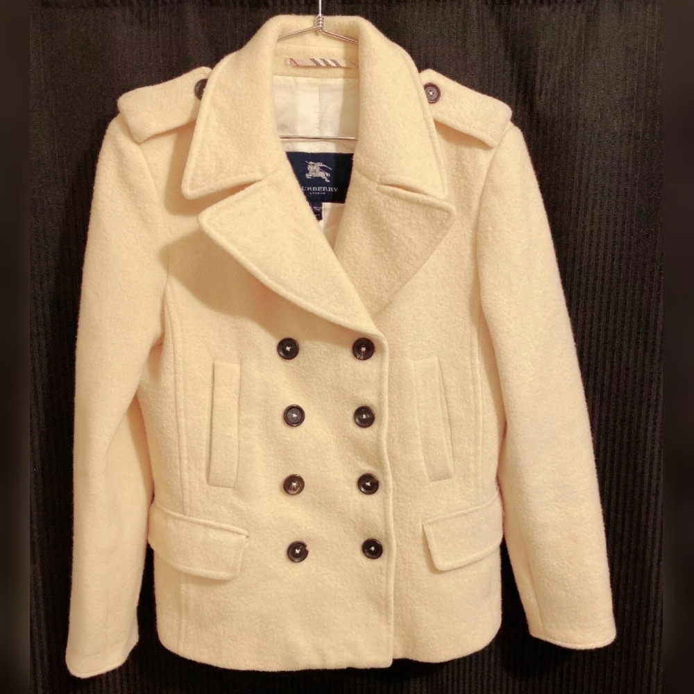 Cream color wool burberry jacket